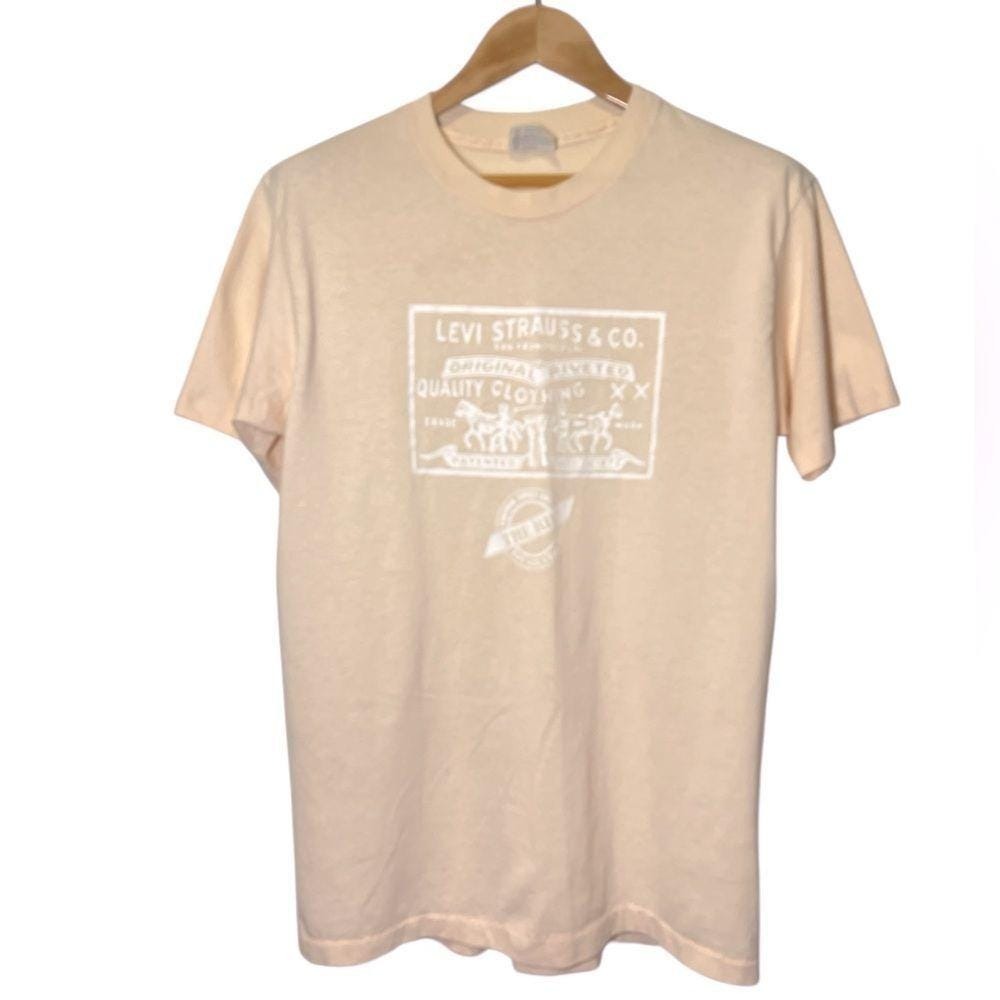 Vintage Levi's Single Stitch Copper Rivet Logo T Shirt USA Hanes 80s Men's Large